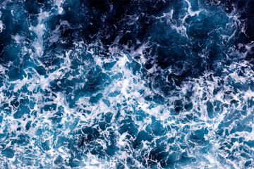 Ocean water background. Top view of amazing foamy water. Can be used in covers, packaging, posters, textures, brochures, art and design projects. Artistic vector illustration.