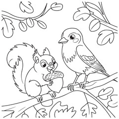 Bold and Easy Cute Bird Coloring Pages
with Black and white vector illustration
