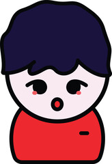 a black-haired boy with a slightly surprised expression