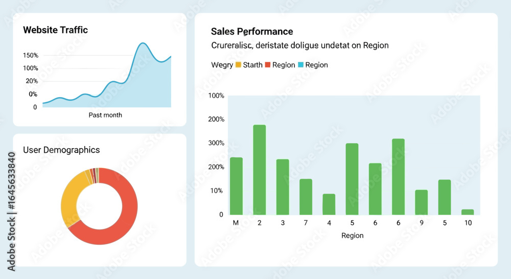 Poster analyzing sales performance and website traffic over time dashboard
