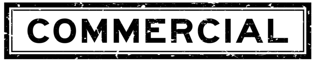 Grunge black commercial word rsquare ubber seal stamp on white background