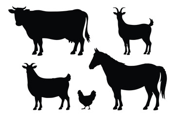 Fototapeta premium Assorted Farm Animal Silhouettes farm animals goat