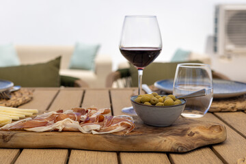 Outdoor Appetizer Platter with Wine