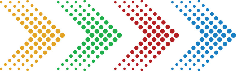 Set of arrows with halftone effect. Vector illustration
