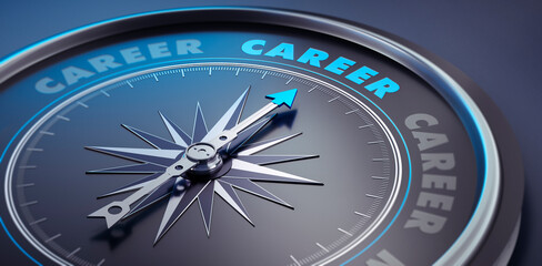 Dark stylish compass with needle pointing to the word career - 3D illustration © peterschreiber.media