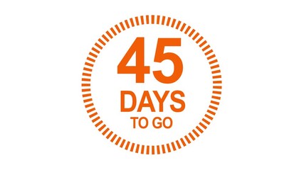 45 days to go, 45 days count animation, motion graphics running numbers counting days, 45 days in a month, 45 days left, 4K HD video with white and green background alpha channel - Powered by Adobe