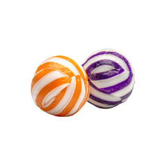 Fototapeta premium Two striped round candies isolated on transparent background
