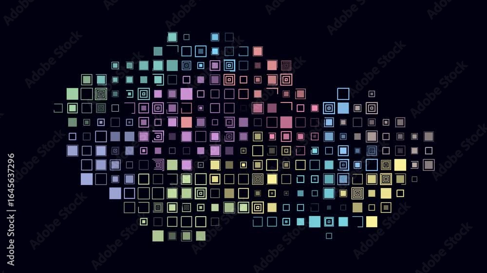Poster czechia map animation. shape of the country with pulsating colored dots. large size square blocks. d