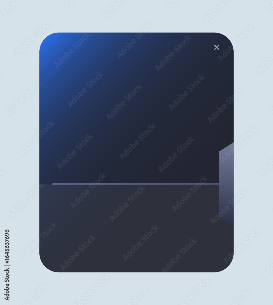 Poster dark gradient ui window frame with rounded corners and minimalist design. clean digital interface el
