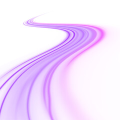 Colored shiny sparks of spiral wave. Curved bright speed line swirls. A colorful motion background of city light trails. Vector PNG. 
