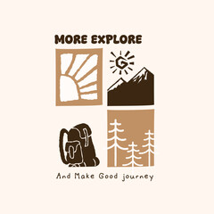 Adventure Badge Design. Vector Illustration emblem Vintage design for Tshirt, Outdoor fest poster, Sticker, Adventure club