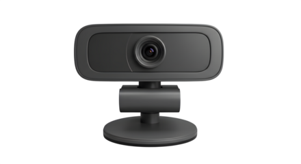 Gray webcam shows a smooth, modern texture against black, ideal for product photography, office backgrounds, and tech posters.