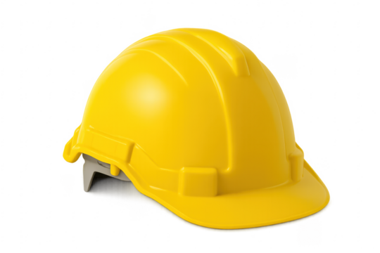 Bright yellow construction helmet on transparent background - Powered by Adobe