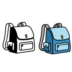 White and Blue Backpack Vector Icon