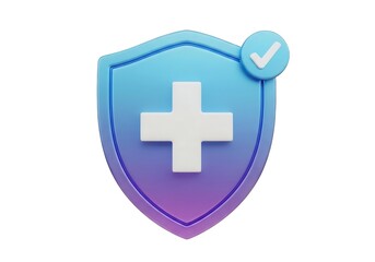 Obraz premium 3d medical shield with check mark isolated on white background