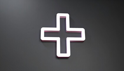 Obraz premium White plus sign icon on a dark gray background.
