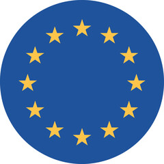 European Union flag circle with yellow stars on blue background EU flag
