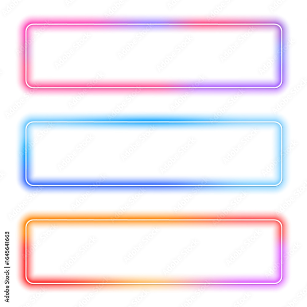 Poster futuristic neon frames with rounded corners and abstract cosmic background. glowing avatar frames wi
