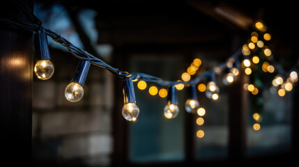 String response = Warm glowing string lights hanging outdoors