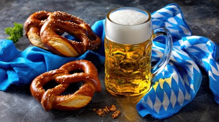 Oktoberfest Beer Pretzels - German Food & Drink Still Life