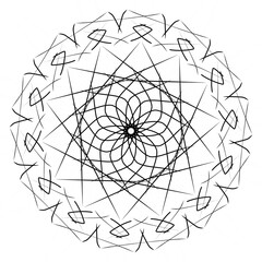 Obraz premium Black and white line art used in tattoos or as a screen print on fabric or tiles.