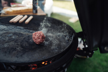 barbecue grill with meat