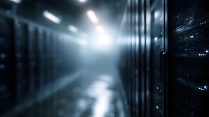 Futuristic technology infrastructure in a server room