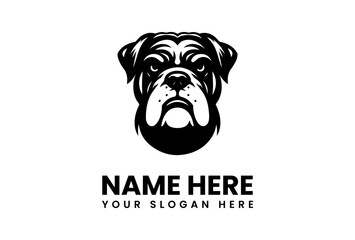 Bold Black and White Dog Head Logo Design.