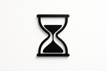 Modern black hourglass icon symbolizing time passing against clean white background