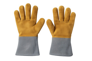 Durable protective work gloves on transparent background