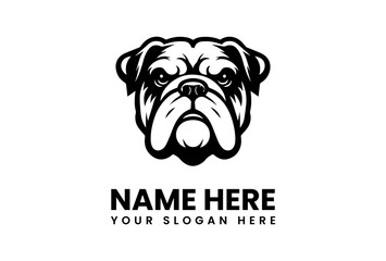 Bold Bulldog Head Striking Black and White Graphic with Intense Gaze 1.