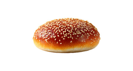 Soft and Fluffy Bread Roll Covered with Sesame Seeds, isolated on transparent background, PNG