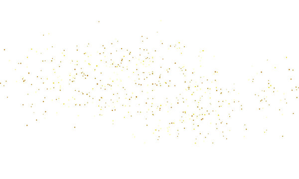 gold glitter round particles confetti. Luxury sparkling glitter dust falling isolated on transparent background. Falling magic glitter confetti, golden dust. Modern Design elements or decoration, PNG
