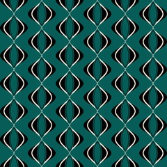 Naklejka premium seamless pattern abstract geometric background retro ogee 70s mid-century modern green graphic design print