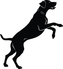 Black dog jumping vector silhouette
