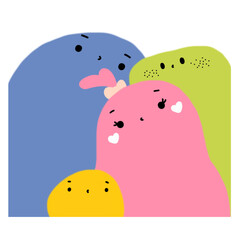 Cartoon bubble gum and friends