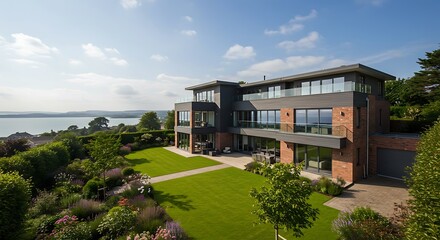 Elegant sleek uk houses featuring beautiful landscaping, with scenic views property in prime location