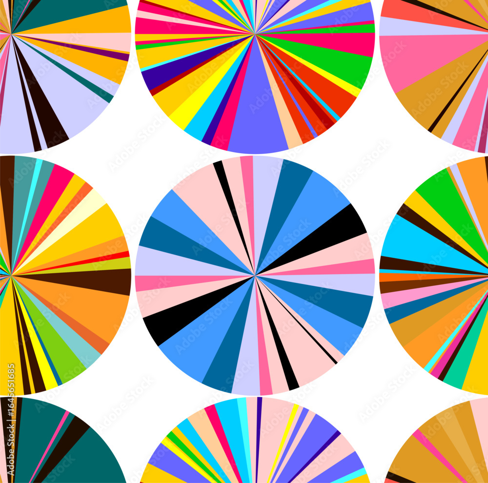 Poster seamless pattern bright circles of colored stripes. round vector illustration. isolated on white bac