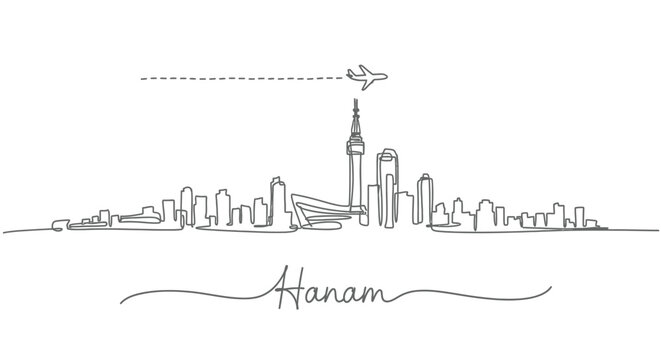 Hanan Skyline Airplane Minimalist Vector.