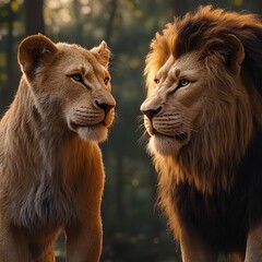 Naklejka premiuma couple of lions