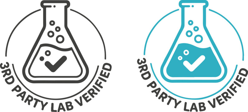 3rd Party Lab Verified badge with Erlenmeyer flask in black and blue