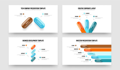 Financial Insight Two Three Four Five Option Infographic Slideshow Design Vector Illustration Collection. Sales Plan 2 3 4 5 Element Diagram Frame Layout Bundle.