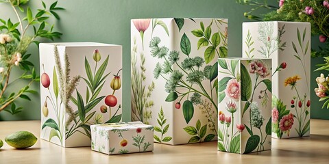 Sustainable Botanical Packaging Design: Clean Modern Product with Eco-Friendly Illustration