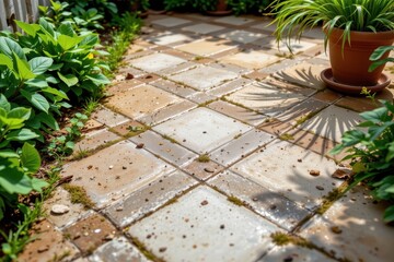 for outdoor tile maintenance clean off moss algae and debris regularly to prevent slippery surfaces and tile degradation caused by environmental exposure and moisture buildup.