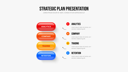 Service Overview Four Option Infographic Frame Design. Company Planning 4 Element Diagram Slideshow Layout. Product Growth Slide Template Vector Illustration.