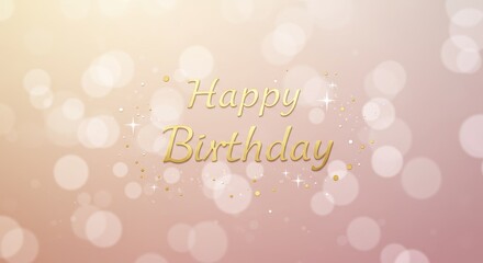 Elegant Gold "Happy Birthday" Script with Soft Bokeh Background