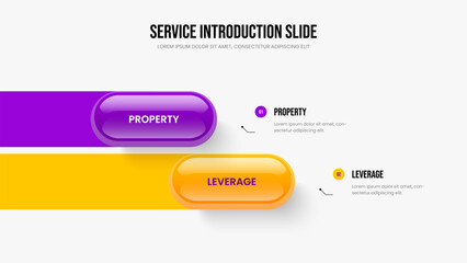 Digital Launch Two Option Infographic Presentation Design. Modern Performance 2 Element Diagram Slide Template. Advertising Review Slideshow Layout Vector Illustration.