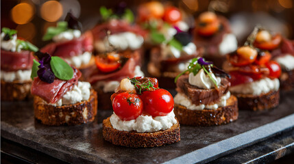 Elegant canapes and appetizers from a catering service for social events weddings and corporate events
