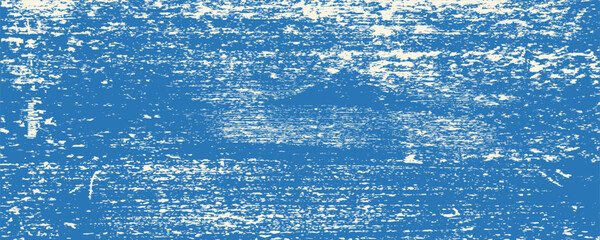 Grunge grainy blue brush stroke with spray texture. Hand drawn distress damaged vintage banner with zigzag bold line. Rough thick brush stroke texture. Spray paint effect vector background.