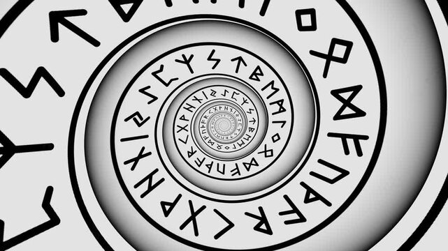 Ancient Nordic runes spiral circle 
